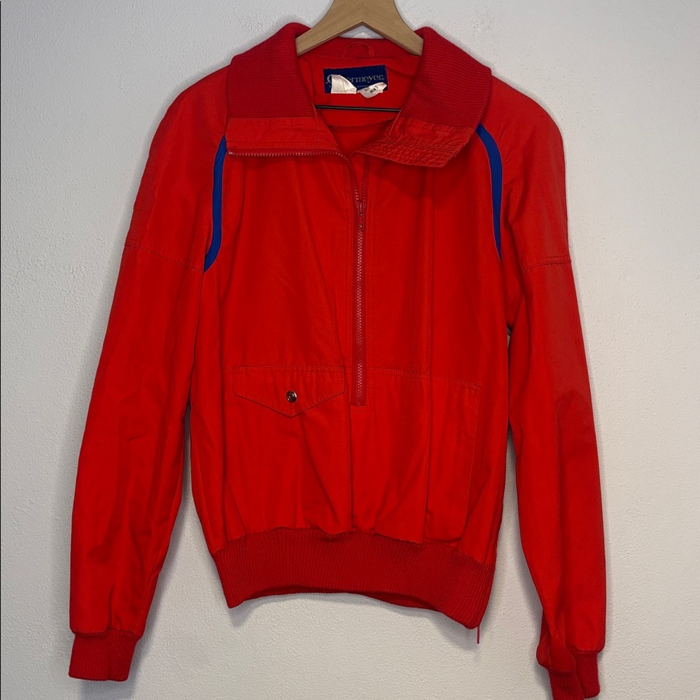Vintage Obermeyer Medium Red Pullover Half Zip Jacket Men's Windjammer 80s 90s